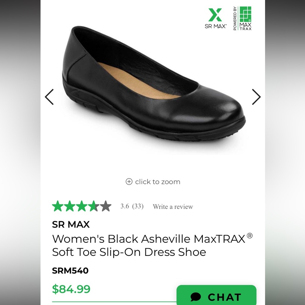 SR Max Women's Black Slip-resistant Shoes 8.5